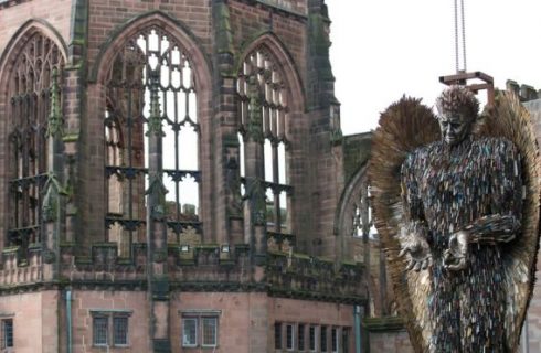 Knife Angel sculpture installed at Coventry Cathedral