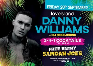Love Island Danny at Samoan Joes
