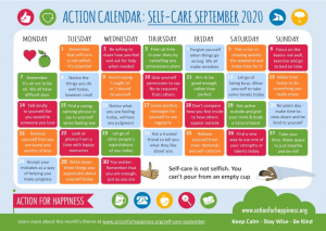 Self Care action calendar